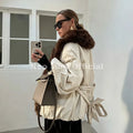 2026 Winter Luxury Fur Collar Puffer Bomber Jacket Women Warm Padded Quilted Parka Coat Iconic Fashion Girls Outerwears