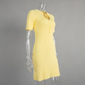 Short Sleeve Knitted Long Dress Female Slim Hollow Retro Elegant Sweater Dress 2025 Summer New High Waist Women‘s Dress
