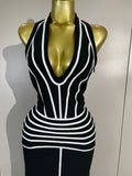 Women Backless Evening Party Prom High Quality Birthday Dress Sexy Halter Neck Black Sleeveless Slit Long Bodycon Bandage Dress