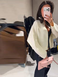 Elegant Women's Knitted Cropped Jacket Coat Cardigan Long Sleeve Sweater Top Streetwear Outfit 2026 Spring New Casual Daily Wear