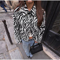 Women Chic Zebra Print Faux Fur Cropped Jacket Lapel Collar Single Breasted Warm Short Coat Autumn Winter Fashion Street Jackets