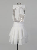 Sexy Club Spliced Ruffles Prom Gown for Women Stand Collar Off The Shoulder High Waist Dating Mini Dresses Female