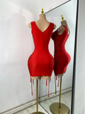 Sparkly Party Evening Celebrate Wedding Mini Dress Luxury Women Sexy Sleeveless Mesh See Through Birthday Cocktail Dresses