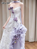 Olive Girl Purple Embroidered Dress for Garden Wedding 2026 Fairycore Photoshoot XS-XL XS-3XL Plus Size Embroidered Dramatic Silhouette Romantic Editorial Not Costume Hanfu Chinese Dress Traditional Chinese Clothing Chinese Heritage Fashion Women