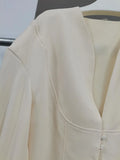 Charming Fashion Two Piece Set for Women V Neck Long Sleeve Tunic Blouse Slimming Shorts Autumn Commut Suit Female