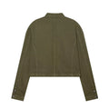 Green Napoleon Short Jeans Jacket Women's Chic Stand Collar Long Sleeve Zipper Crop Coat 2026 Lady Fall New Daily Street Outwear