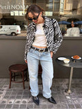 Women Chic Zebra Print Faux Fur Cropped Jacket Lapel Collar Single Breasted Warm Short Coat Autumn Winter Fashion Street Jackets
