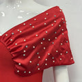 Elegant Off-the-Shoulder Beaded Bandage Evening Dress Diamond Embellished Backless Wrap Pleatd Split Bodycon Formal Party Gowns