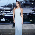 Brown One Shoulder Backless Long Dress Sexy Women's Draped Casual Maxi Dresses Summer Evening Party Wedding Guest Cocktail Black