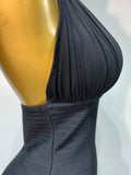 Women Sexy Halter Neck Ruffles Pacthwork Bandage Dress Black Sleeveless Backless Bodycon Dresses Evening Party Birthday Gown
