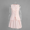 Female Vest Skirt Set Summer Commute Dating Elegant Vest Flower Bud Style Short Skirt Women Suit Solid Sleeveless New Set