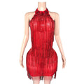 Hosts Party Performance Glam Neck Tight Skirt Fringed Chain Shiny Heavy Industry Dress Vestidos De Noche De Lujo De Fiesta
