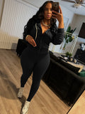 Sporty 2 Piece Set Woman Tracksuit Fall Trend Warm Hooded Zip Jacket+Leggings Matching Street Casual Stretch Outfits
