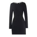 Black Red Color Women Long Sleeve Sexy Square Collar A-Line Mini Bandage Dress Fashion Celebrate Birthday Party Dress Vestido