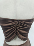Solid Two Piece Set for Women Strapless Sleeveless Top High Waist Slimming Dress Female Fashion Style New