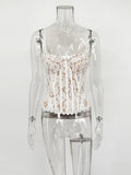 One Shoulder Spaghetti Strap Corset Bustier Camisole Top Women Lace Sleeveless Backless Sexy Y2K Party Club Summer Cami