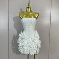 Elegant Cute Pearl Beaded Flower Sexy Strapless Bodycon Mini Bandage Dress Celebrate Eveing Party Birthday Cocktail Wedding Wear