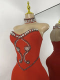 Luxury Rhinestone Women Elegant Strapless Beading with Necklace Bandage Celebrity Outfit Birthday Dress Evening Party Prom Gown