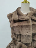 Street Vintage Spliced Lace Up Slimming Waistcoat for Women Stand Collar Sleeveless Fur Tank Top Female Winter Fashion Style