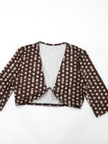 Polka Dot Print 3-Piece Set Women Headband+v-Neck Crop Tops+v-Waist Short Summer Fashion Classic Hottie Streetwear