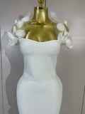 Women Elegant Flower Lace-Edged Sleeveless Bodycon Long Bandage Dress Sexy Evening Party Birthday Prom Formal Wedding Guest Gown