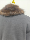 Casual Spliced Faux Fur Sweater for Women O Neck Long Sleeve Patchwork Single Breasted Knitted Cardigans Female New