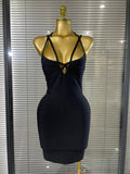 Black Purple Women Sexy V-Neck Sleeveless Bodycon Mini Bandage Dress Nightclub Party Celebrate Cocktail Homecoming Clothing