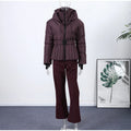 Ski Parkas Coat Jacket Women Zipper Belts Thicken 2025 Winter Skiing Cotton Lapel Snow Female Skiwear Outdoor Street Outwear Top