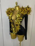 New Shiny Black Rhinestone Velvet Long Sleeve Bodysuit Women Evening Party Club Gala Hosts NightClub Bar Stage Costumes