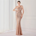 High Quality Women Design Maxi Dress Sexy One Shoulder Sequin Evening Dress Party Night Elegant Long Prom Dress Vestidos