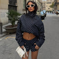 Fashion Polka Dot Print Jacket Coat Women's Stand Collar Long Sleeved Workwear Coat Ins Hot Short Casual Female Jackets