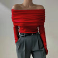 Solid Casual Pullover Sweaters For Women Slash Neck Long Sleeve Slimming Temperament Sweater Female Fashion Style