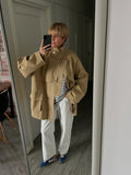 Autumn Fashionable Coat for Women Stand Collar Long Sleeve Patchwork Lace Up Slimming Office Basics Jacket Female