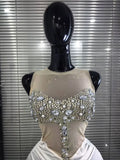 Women Sleeveless Sexy O-Neck Shining Crystal Bodycon Mini Dress Velvet Celebrate Evening Party Birthday Photoshoot Wear