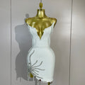 Elegant White Strapless Cocktail Party Women Eveing Prom Club Birthday Dress Sexy Sparkly Crystal Side Split Bandage Mini Dress