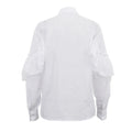 French Office Spliced Ruffled White Shirt for Women Lapel Long Sleeves Temperament Basics Shirts Female Autumn New