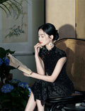 Retro Chinese Style Velvet Sleeved Qipao 2024 Spring/Summer New Slim Fashionable Women's Cheongsam Dress