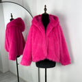 Women Fur Coat Women 2025 Plush Red Bomber Jacket Solid Crop Long Sleeve Jacket Warm Winter Coats Female Casual Coats
