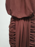 Solid Loose Spliced Folds Chic Dress for Women Halter Sleeveless Sexy Temperament Dresses Female Summer Fashion New