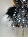 Sparkly Black Sequins Two Pieces Set for Women Party Evening Prom Celebrate Birthday Photo Shoot Dress Nightclub Dance Costume