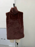 High Neck Animal Deer Print Faux Fur Vest Female Sleeveless Asymmetrical Hem Cape Coat Casual Fashion Women's Outfits 2026 New