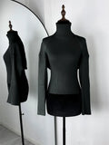 Women's Ribbed Knit Turtleneck Cutout Shoulder Halter Vest Long-Sleeved Shawl 2-Piece Set Slim Y2K Sexy Street Autumn Top