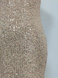 Solid Slimming Fashion Dresses for Women Strapless Sleeveless Patchwork Sequins Midi Split Dress Female Clothing