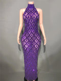 Festival Shiny Rhinestones Party Dress Birthday Luxury Costume Fancy Brilliant Dancer Wedding Impressive Evening Dress