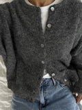 Women's Grey Wool Knitted Cardigan Elegant Button Large Size Sweater Knitwears Cardigans New Winter Fall Clothes Gray Red White