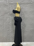 Women Sexy Strap Florlas 2 Pieces Bodycon Long Bandage Dress Nightclub Party Bar Singer Celebrate Birthday Outfit