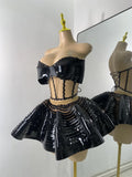 Women Sexy Shiny Diamonds Top Skirt Two Piece Sets Nightclub Party Stage Outfit Performance Danve Singer Costume Show Wear