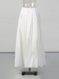 Chic White Two Piece Sets for Women Lapel Long Sleeves Crop Top Irregular Waist Maxi Skirt Set for Art Exhibition