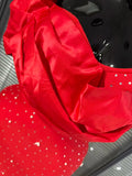 Red Color Women Sexy Off the Shoulder Beading Bodycon Long Bandage Dress Celebrate Fashion Evening Party Wedding Outfit