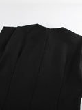 Black Loose Spliced Buttos Chic Dresses for Women O Neck Sleeveless Elegant Commute Dress Female Summer Fashion New